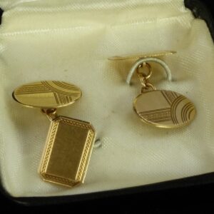Circa George VI Chain Linked Cufflinks in 9 ct Gold Possibly Continental