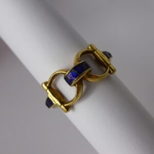 18ct Gold and Enamel Stirrup Ring
